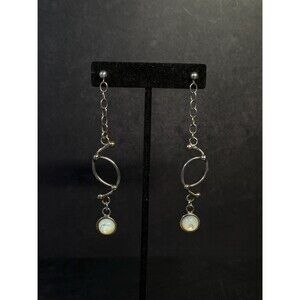 Mother of Pearl Sterling Silver Long Drop Earrings